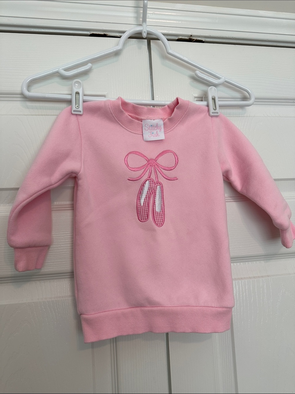 Stitchy Fish Pink Ballet Fleece Sweatshirt 24M